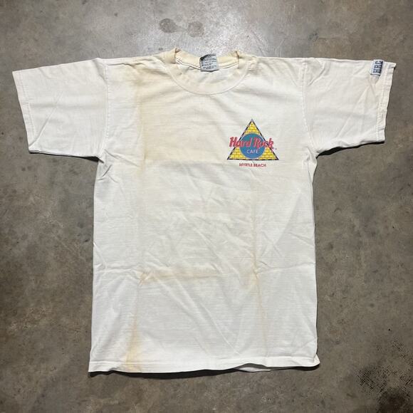 Vintage 90s Hard Rock Cafe Myrtle Beach White T-Shirt - Picture 1 of 4